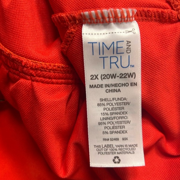 Time and Tru Women's Orange Swim Top. Tankini. Size 2X - Picture 7 of 7